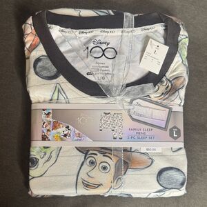 Disney 100 Character Mash Up Men's Sleep Set Pajamas 2 Pieces Size L NEW